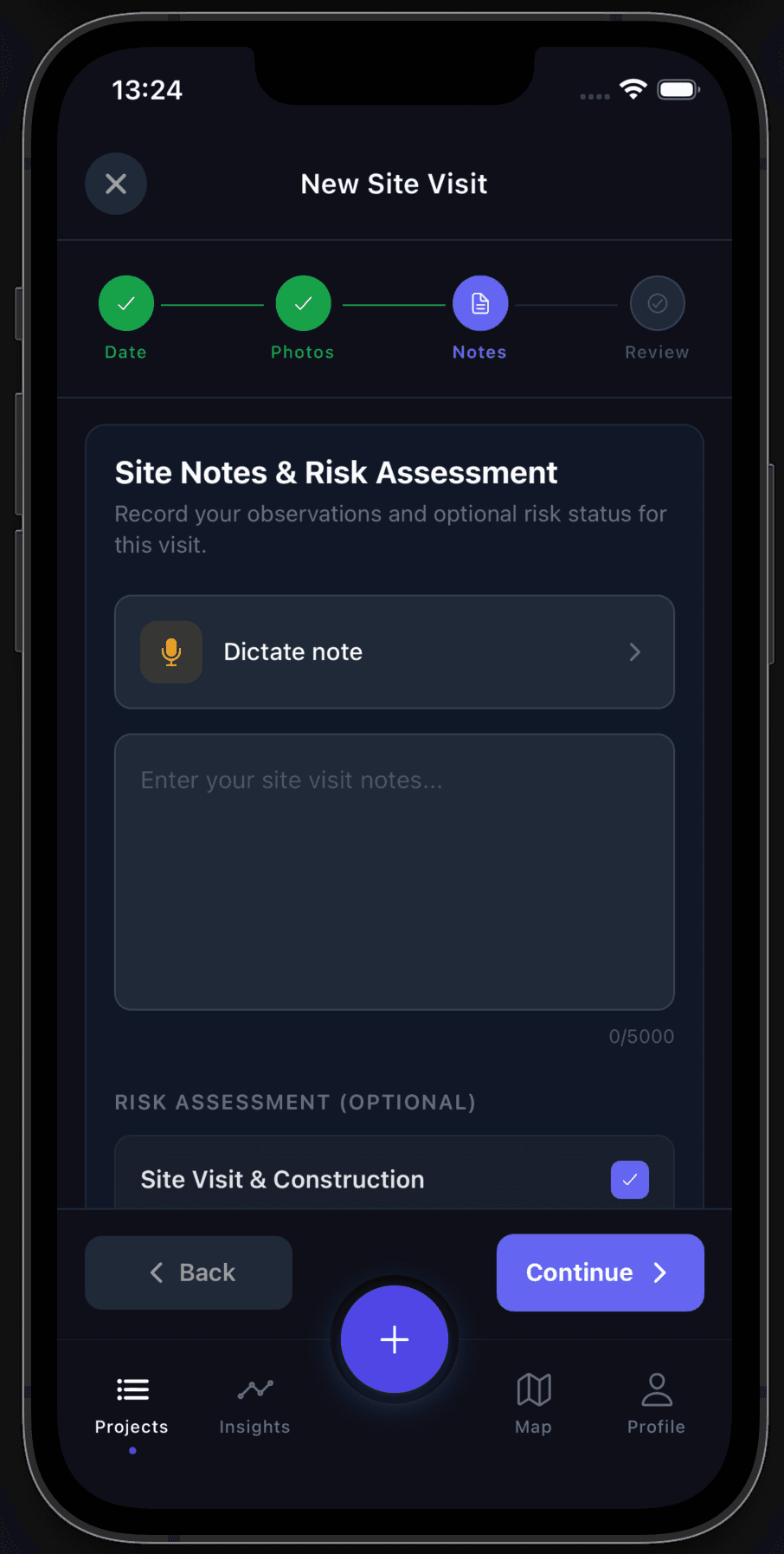 Site visit wizard